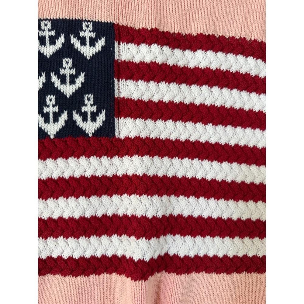 Simply Southern Pink Embroidered Flag Crew Neck Sweater 100% Cotton Size XL - Picture 3 of 5